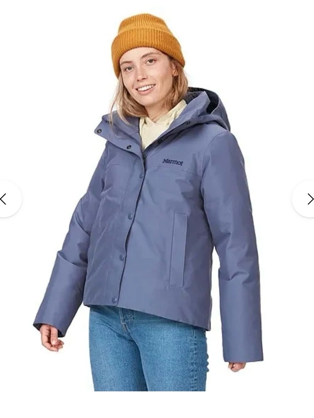 Marmot Women's Slate Blue Hooded Puffer Jacket